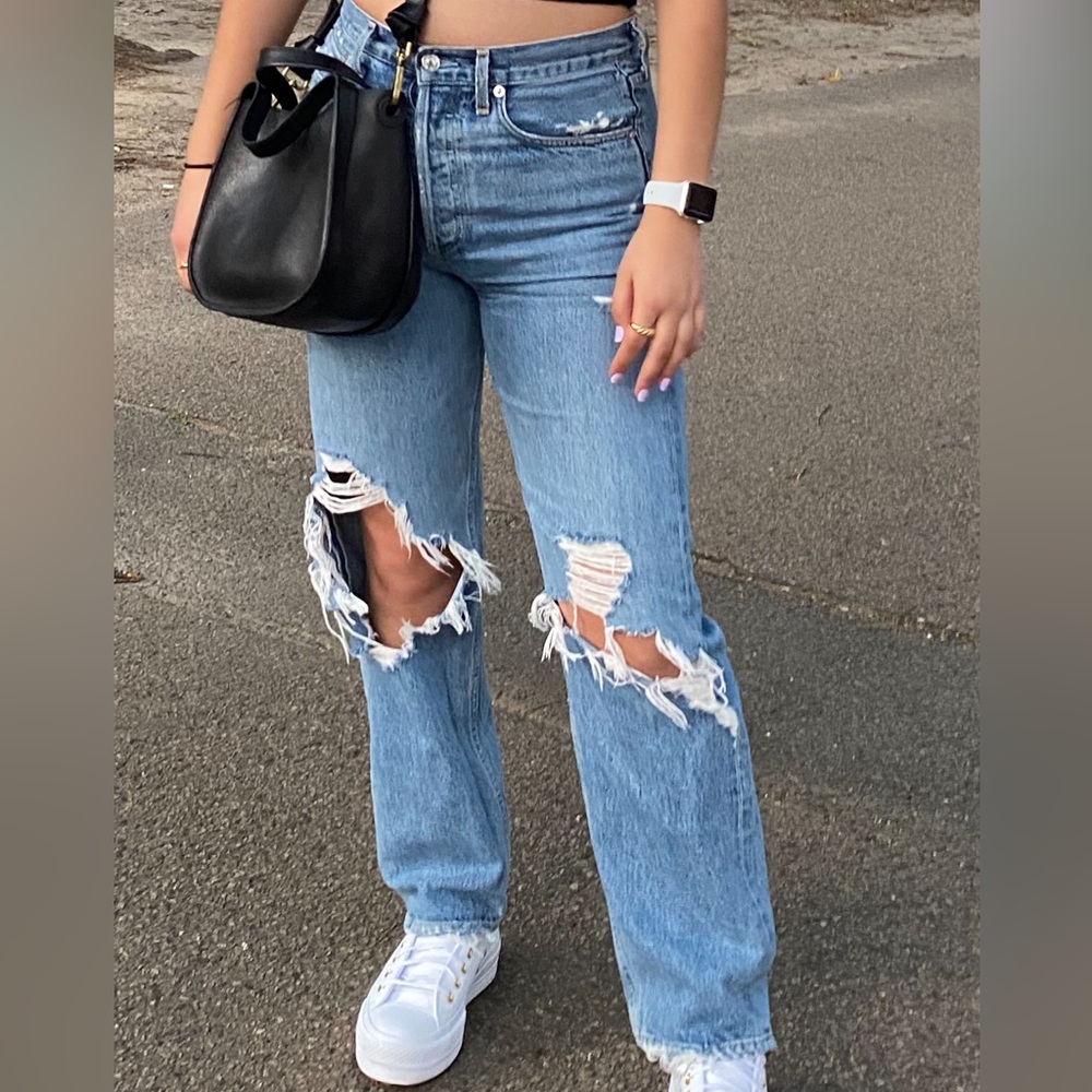 AGOLDE 90’s High Waisted Distressed Straight Leg Jeans